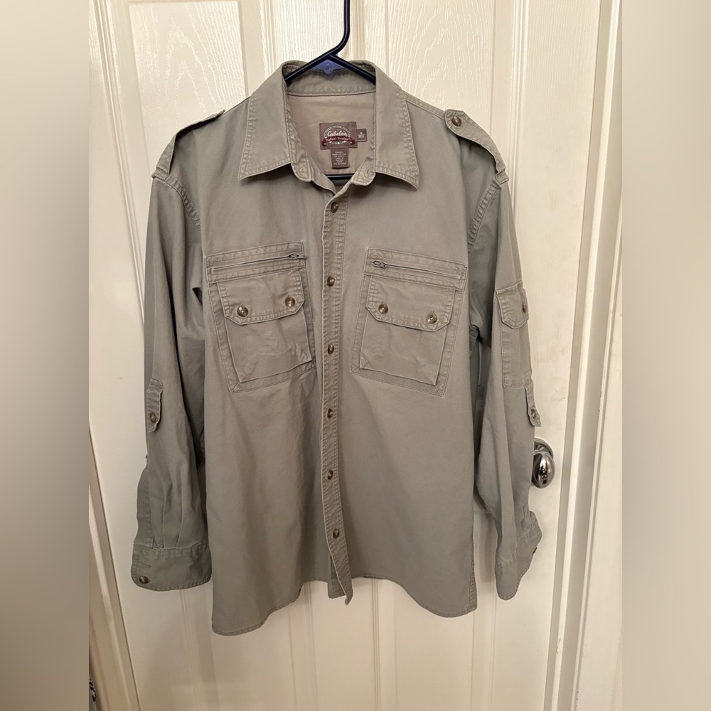 Cabela's Olive Green Khaki Button-Up Shirt Jacket Size Medium